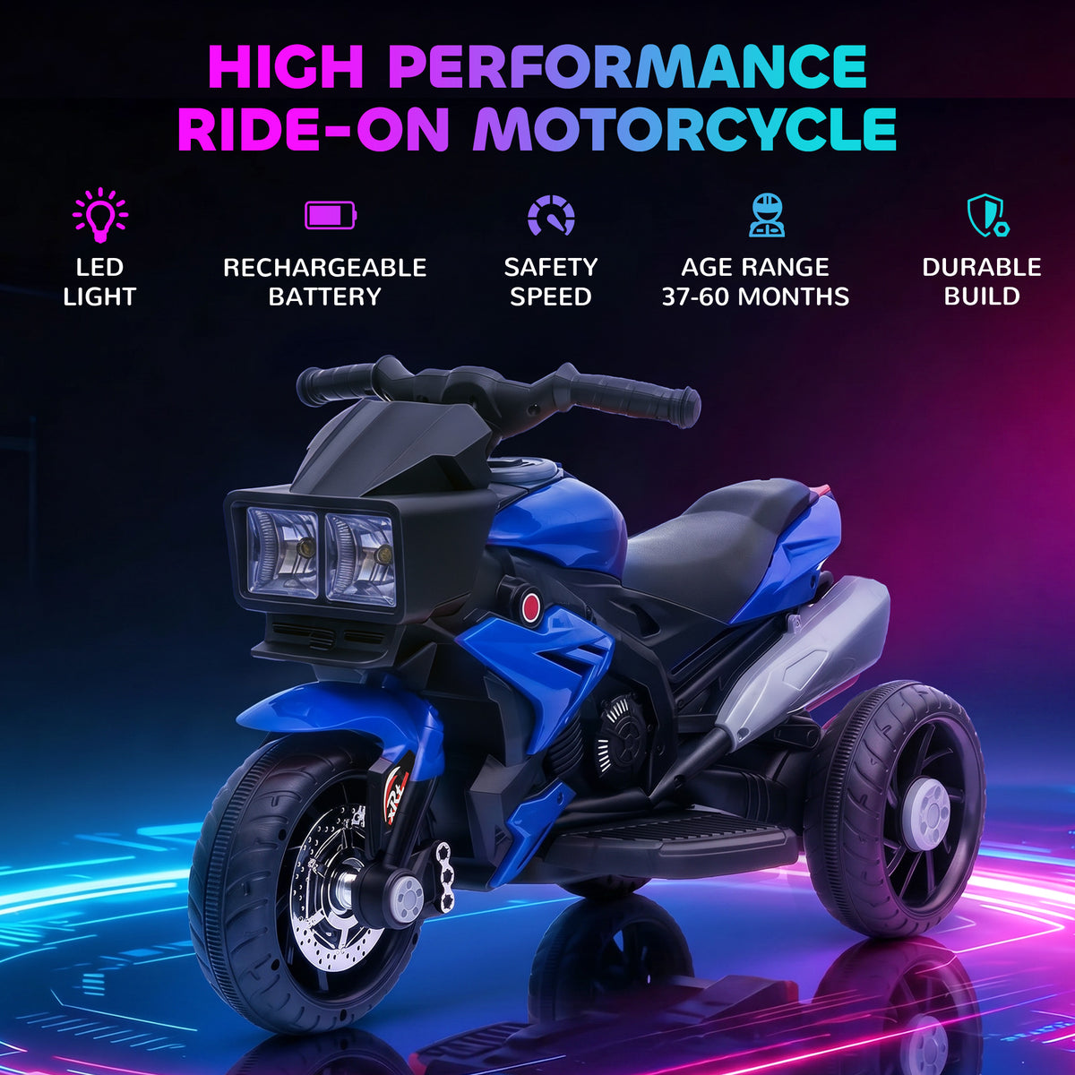Kids Electric Pedal Motorcycle Ride-On Toy 6V Battery Powered w/ Music Horn Headlights Motorbike for 37â€“60 M-Toys & Games > Baby & Toddler Toys > Electric Ride-On Toys > Electric Motorcycles-DECOROLALA