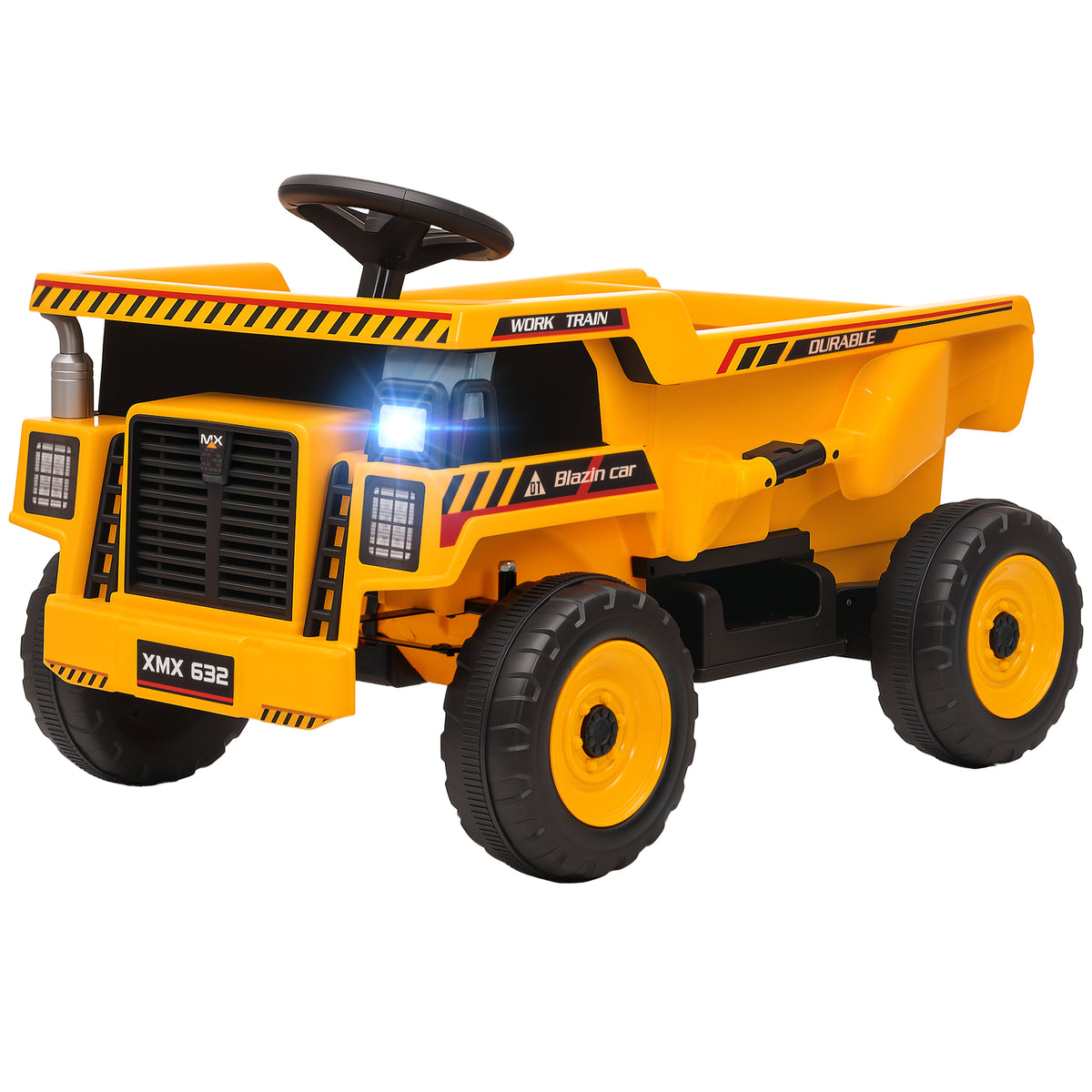 Kids Electric Car, Ride On Dump Truck, 12V Ride On Toy with Electric Dump Bed and Remote Control, Yellow-Toys & Games > Baby & Toddler Toys > Riding & Rocking Toys > Toy Excavators-DECOROLALA