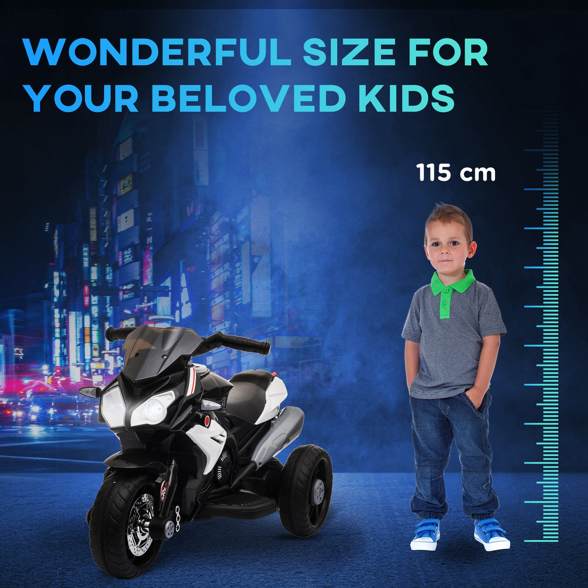 Kids Electric Motorcycle Ride-On Toy with 3 Wheels, Music, Horn, Lights-Toys & Games > Baby & Toddler Toys > Electric Ride-On Toys > Electric Motorcycles-DECOROLALA
