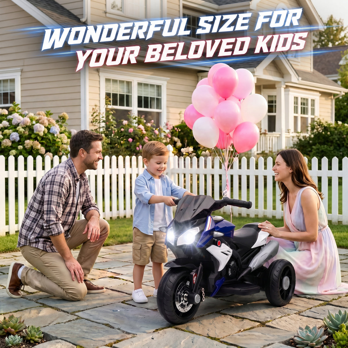 Kids Electric Motorcycle Ride-On Toy with 3 Wheels, Music, Horn, Lights-Toys & Games > Baby & Toddler Toys > Electric Ride-On Toys > Electric Motorcycles-DECOROLALA