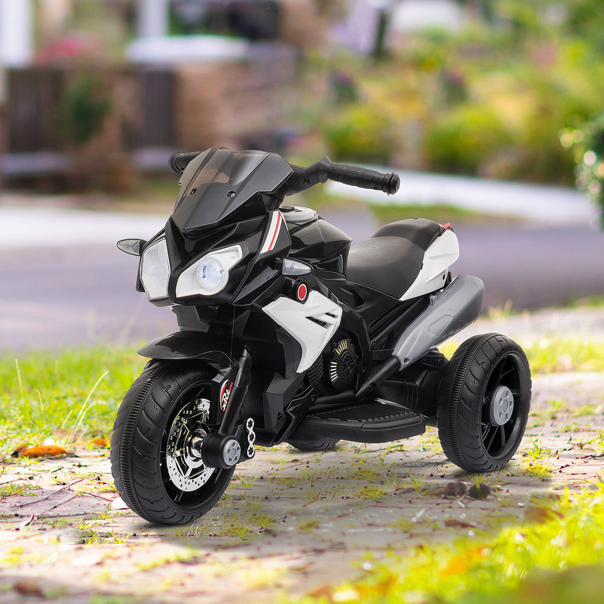 Kids Electric Motorcycle Ride-On Toy with 3 Wheels, Music, Horn, Lights-Toys & Games > Baby & Toddler Toys > Electric Ride-On Toys > Electric Motorcycles-DECOROLALA