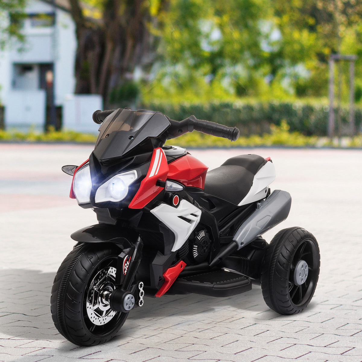Kids Electric Motorcycle Ride-On Toy with 3 Wheels, Music, Horn, Lights-Toys & Games > Baby & Toddler Toys > Electric Ride-On Toys > Electric Motorcycles-DECOROLALA