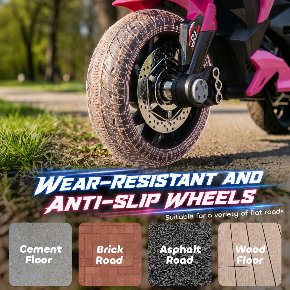 Kids Electric Pedal Motorcycle Ride-On Toy 6V Battery Powered w/ Music Horn Headlights Motorbike for 37â€“60 M Pink-Toys & Games > Baby & Toddler Toys > Electric Ride-On Toys > Electric Motorcycles-DECOROLALA