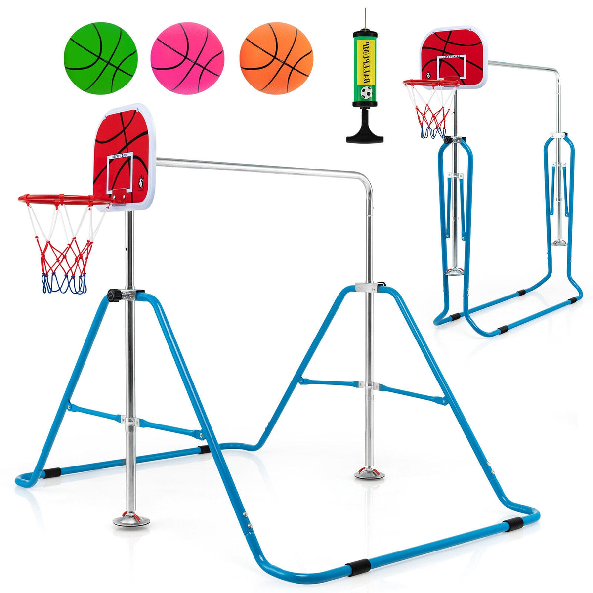 Barre horizontale de gymnastique pliante pour enfants avec panier de basket