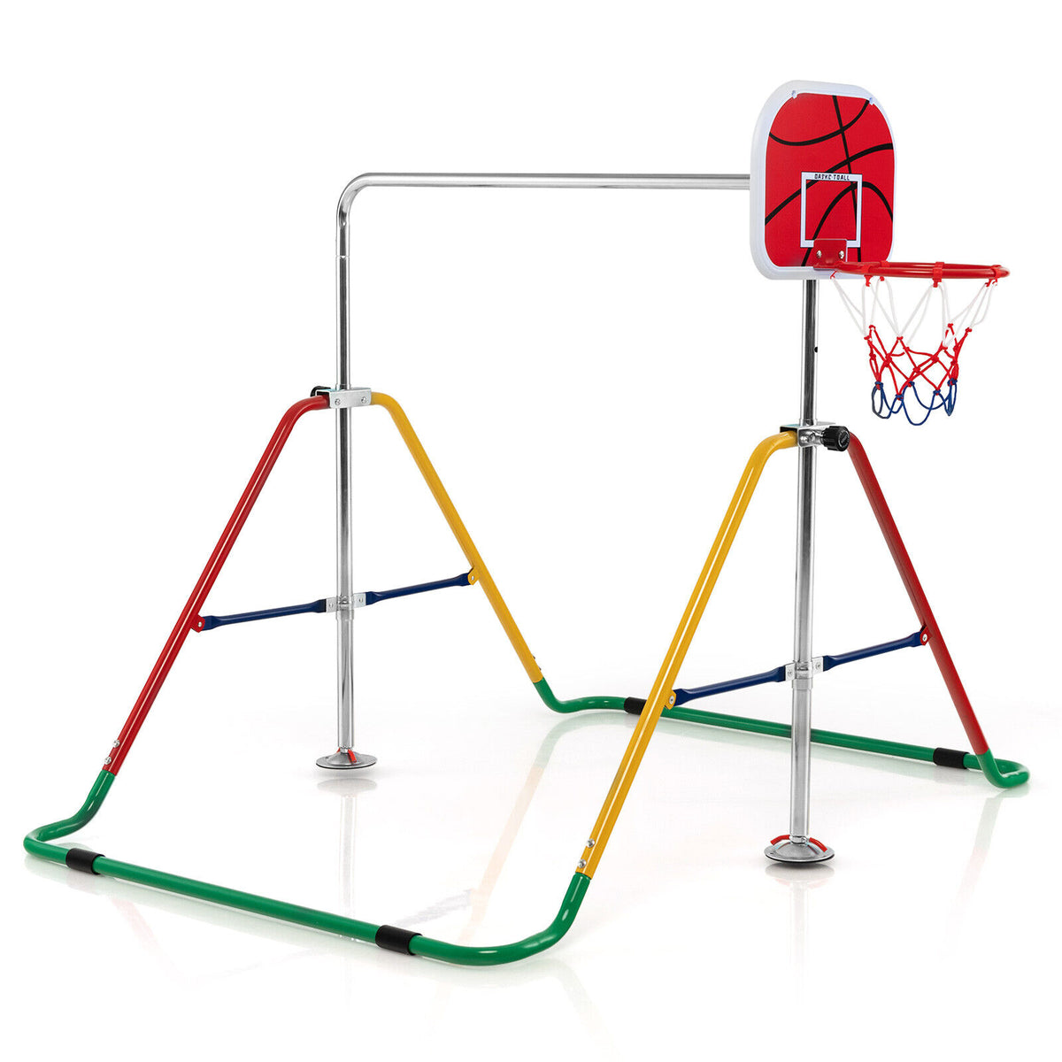 Barre horizontale de gymnastique pliante pour enfants avec panier de basket