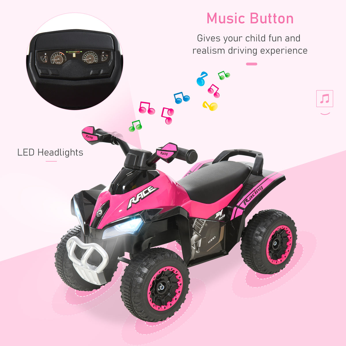 No Power Baby Ride on Toy, Kids Ride on Car Foot to Floor Sliding 4 Wheels with Music, Lightening, for 18-36 M-Toys & Games > Baby & Toddler Toys > Riding & Rocking Toys > Push Cars for Toddlers-DECOROLALA