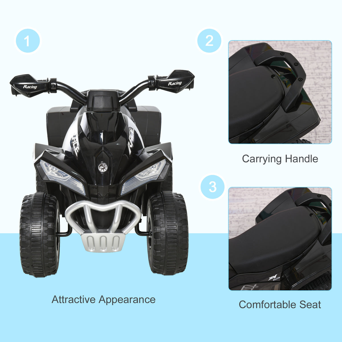 No Power Baby Ride on Toy, Kids Ride on Car Foot to Floor Sliding 4 Wheels with Music, Lightening, for 18-36 M-Toys & Games > Baby & Toddler Toys > Riding & Rocking Toys > Push Cars for Toddlers-DECOROLALA