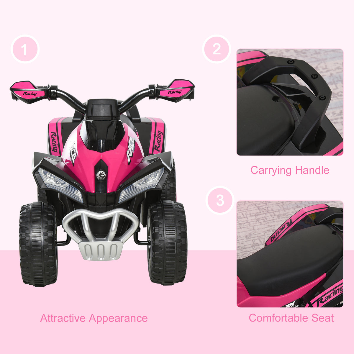 No Power Baby Ride on Toy, Kids Ride on Car Foot to Floor Sliding 4 Wheels with Music, Lightening, for 18-36 M-Toys & Games > Baby & Toddler Toys > Riding & Rocking Toys > Push Cars for Toddlers-DECOROLALA