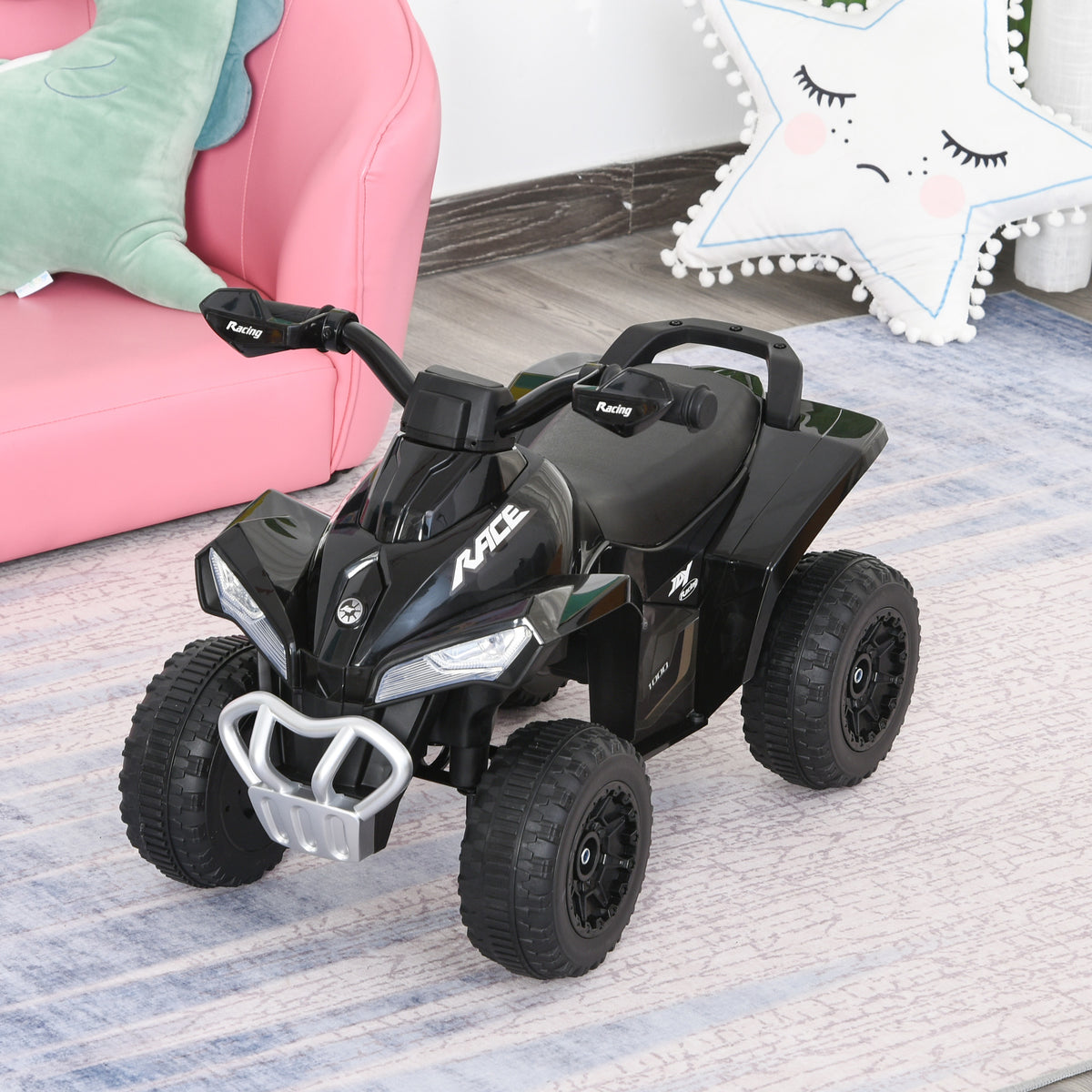 No Power Baby Ride on Toy, Kids Ride on Car Foot to Floor Sliding 4 Wheels with Music, Lightening, for 18-36 M-Toys & Games > Baby & Toddler Toys > Riding & Rocking Toys > Push Cars for Toddlers-DECOROLALA