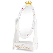 Kids Full Length Mirror with 360 Degree Rotatable Design and Shelf-White-Kids Makeup Vanities-DECOROLALA