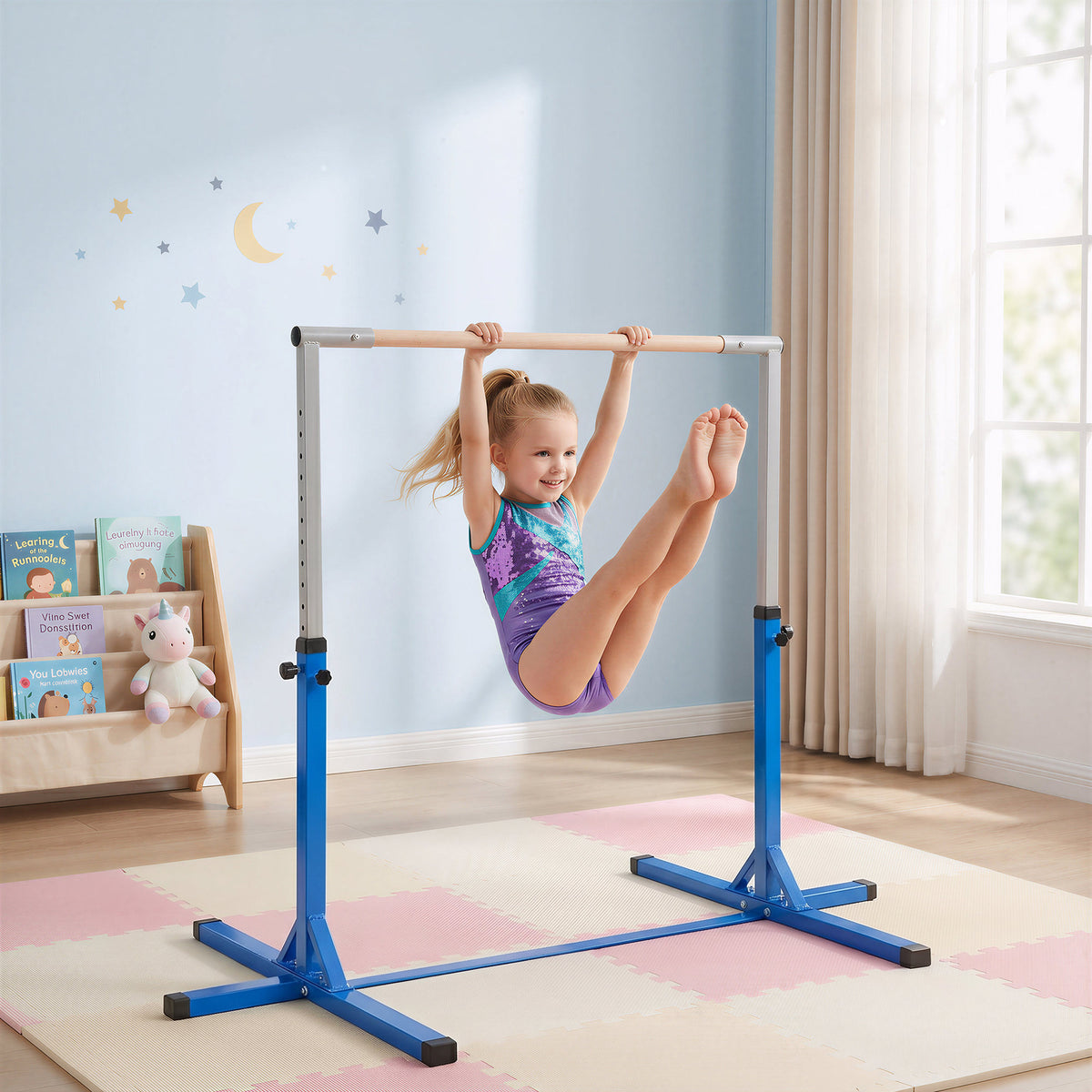 Professional Gymnastics Bar for Kids, Toddler Home Gymnastics Equipment with 13-level Adjustable Height-Toys & Games > Baby & Toddler Toys > Kids Gym & Playmats-DECOROLALA