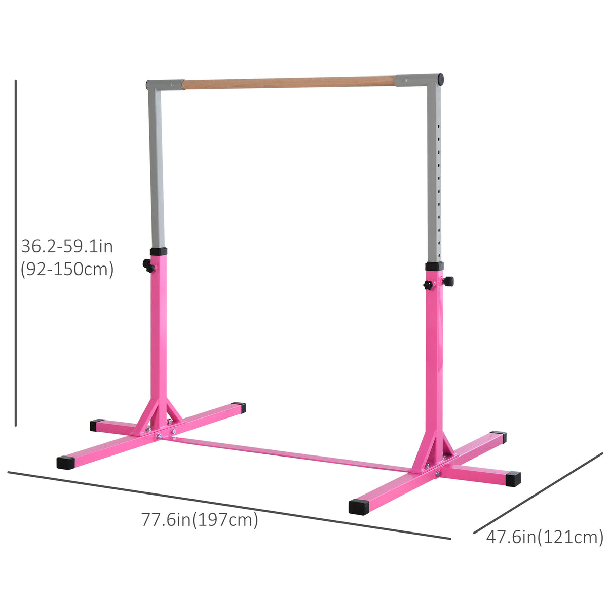 Professional Gymnastics Bar for Kids, Toddler Home Gymnastics Equipment with 13-level Adjustable Height-Toys & Games > Baby & Toddler Toys > Kids Gym & Playmats-DECOROLALA