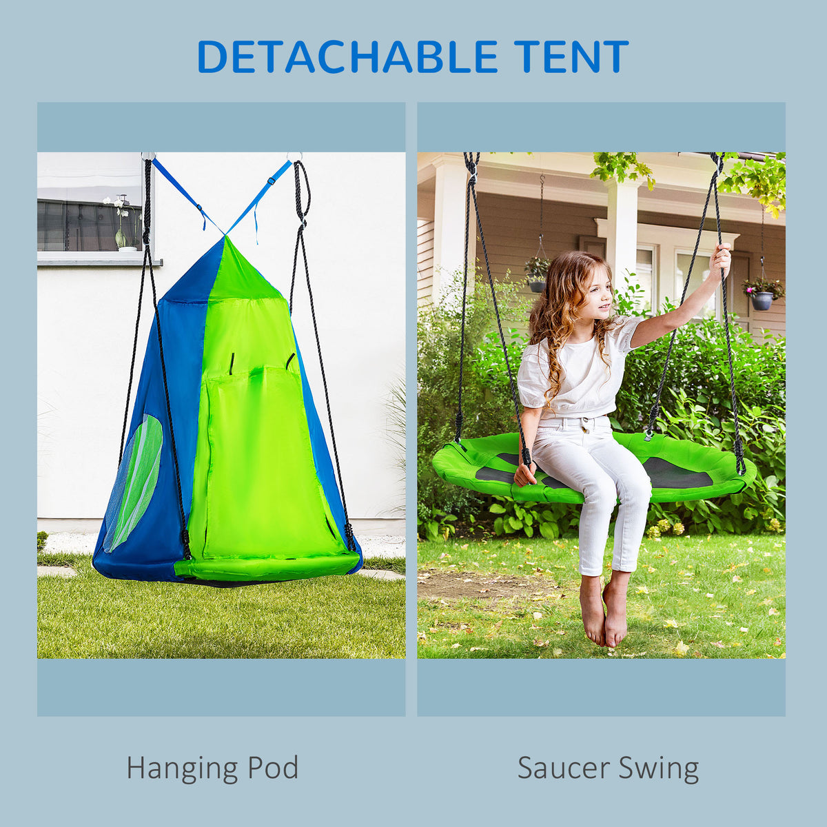 Kids Hanging Tree Swing Tent, Waterproof Sensory Swing with Windows, Rolling Door, for Indoor & Outdoor, Green-Toys & Games > Kids Outdoor Play > Gym Sets & Swings-DECOROLALA