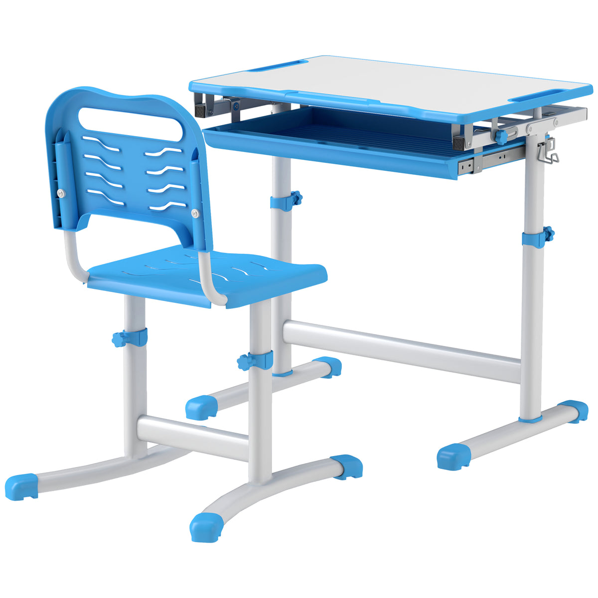 Kids Height Adjustable Study Desk and Chair Set-Toys & Games > Toddler & Kids Furniture > Kids Desk Sets-DECOROLALA