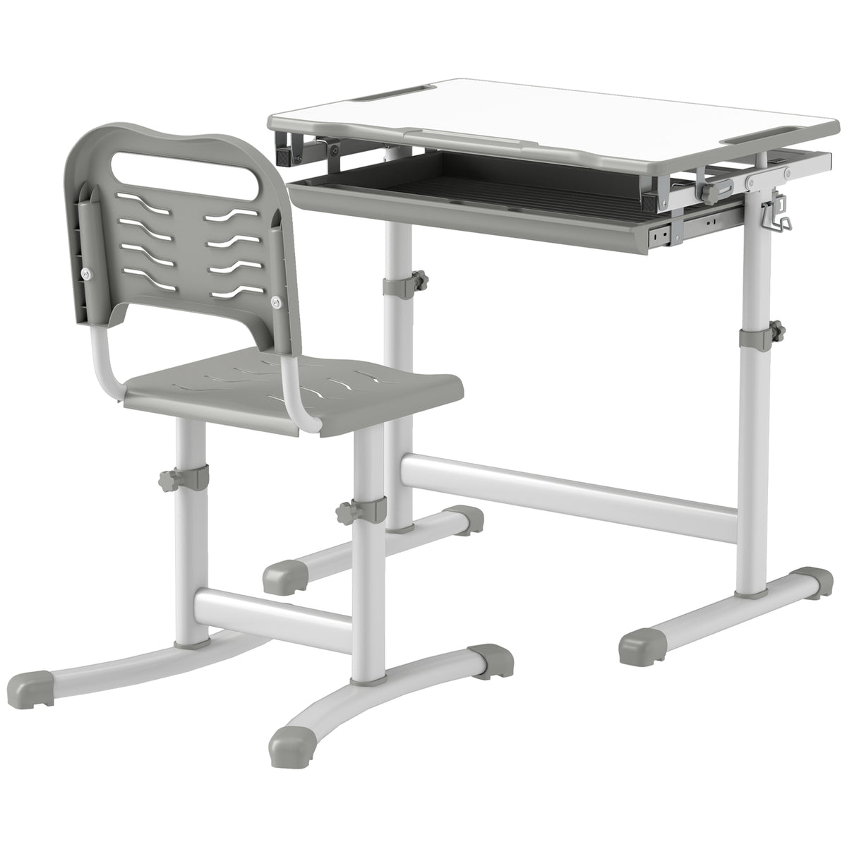 Kids Height Adjustable Study Desk and Chair Set-Toys & Games > Toddler & Kids Furniture > Kids Desk Sets-DECOROLALA