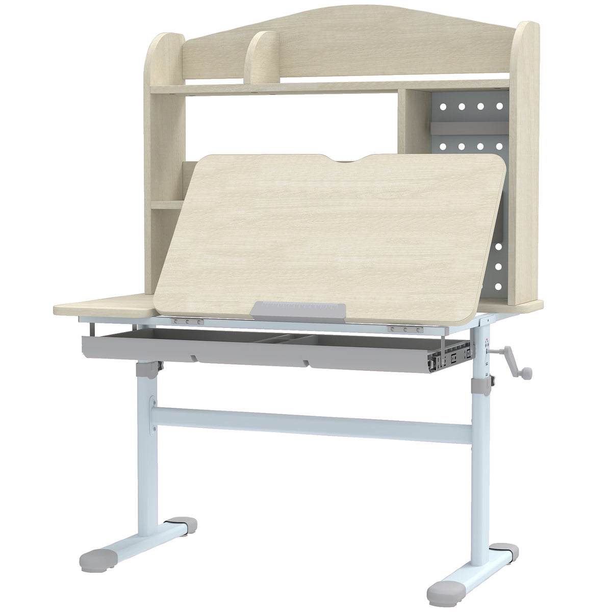 Kids Desk Height Adjustable with Tilted Desktop, Storage, Drawer, Pegboard, for 3-12 Years-Toys & Games > Toddler & Kids Furniture > Kids Desk Sets-DECOROLALA