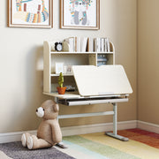 Kids Height Adjustable Study Desk with Tilted Desktop & Storage-Toys & Games > Toddler & Kids Furniture > Kids Desk Sets-DECOROLALA