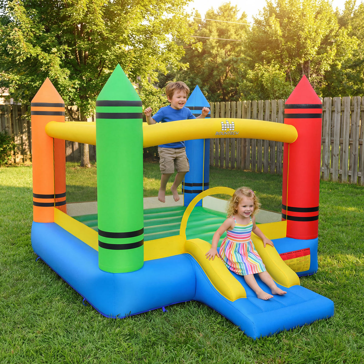 Château gonflable pour enfants avec toboggan et balles de piscine à balles, soufflerie non incluse
