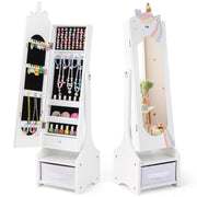 Kids Jewelry Armoire Cabinet with Storage and 2 Tilt Angles-White-Kids Vanities-DECOROLALA