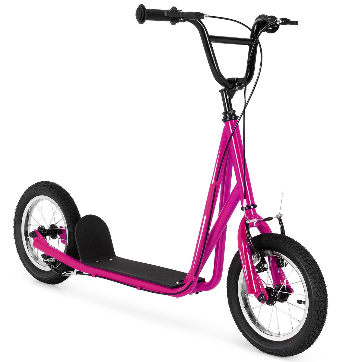 Kids Kick Scooter with 12" Air-Filled Wheels and Handbrakes-Scooters-DECOROLALA