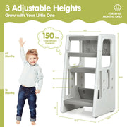 Kids Kitchen Step Stool with Double Safety Rails -Gray-Toddler & Kids Furniture-DECOROLALA