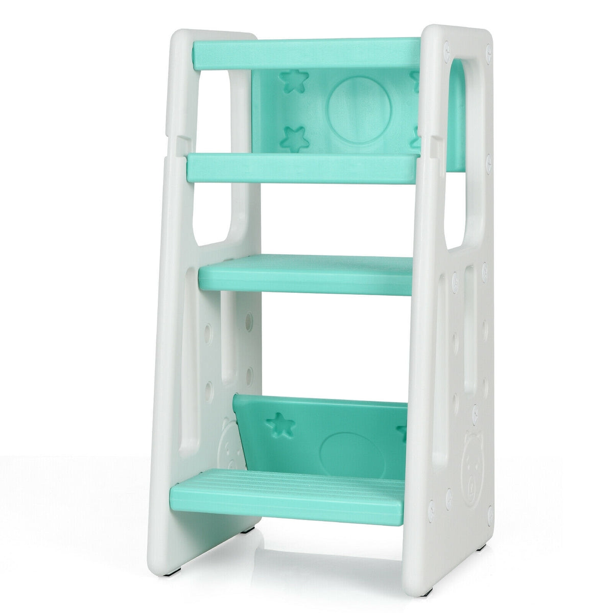 Kids Kitchen Step Stool with Double Safety Rails -Green-Toddler & Kids Furniture-DECOROLALA
