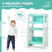Kids Kitchen Step Stool with Double Safety Rails -Green-Toddler & Kids Furniture-DECOROLALA