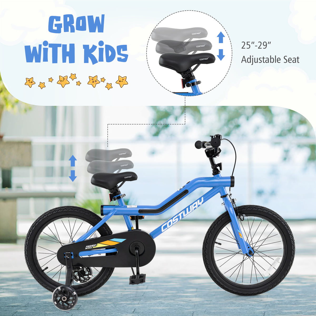 Kids LED Lighted Bike with Training Wheels - 16"/18" Carbon Steel-Kids Bike-DECOROLALA