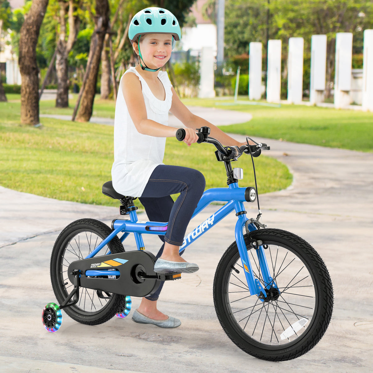 Kids LED Lighted Bike with Training Wheels - 16"/18" Carbon Steel-Kids Bike-DECOROLALA