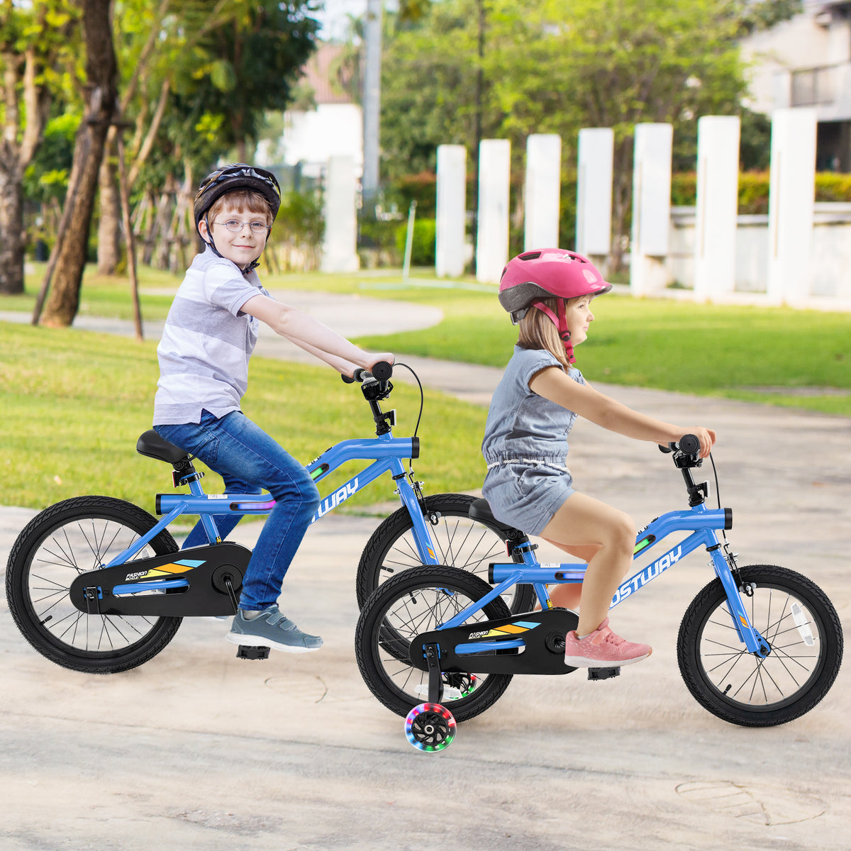 Kids LED Lighted Bike with Training Wheels - 16"/18" Carbon Steel-Kids Bike-DECOROLALA