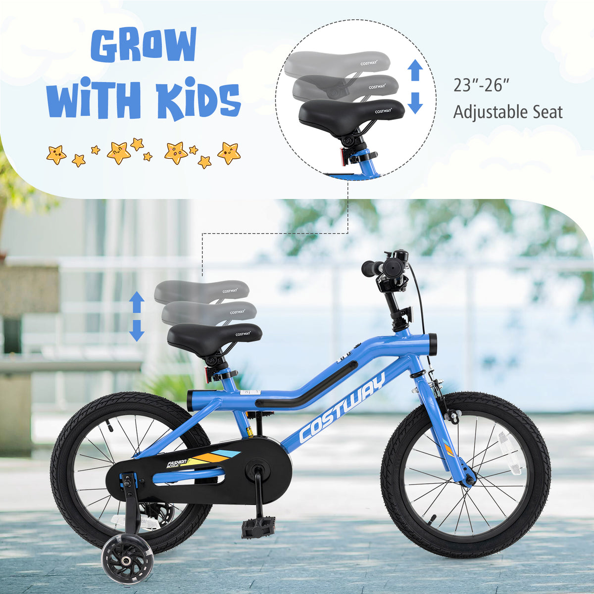 Kids LED Lighted Bike with Training Wheels - 16"/18" Carbon Steel-Kids Bike-DECOROLALA
