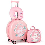Kids Luggage Set with 14 Inches Carry-on Hardside Spinner Toddler Luggage and 10 Inches Backpack-Pink-Kids Suitcases-DECOROLALA