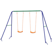 Kids Swing Set Outdoor Metal Swing Frame with Double Swing Seats for 1-2 Children Aged 3-8 Years Old-Toys & Games > Kids Outdoor Play > Gym Sets & Swings-DECOROLALA