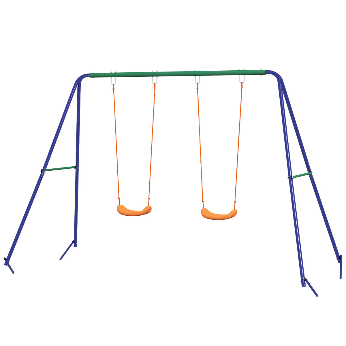 Kids Swing Set Outdoor Metal Swing Frame with Double Swing Seats for 1-2 Children Aged 3-8 Years Old-Toys & Games > Kids Outdoor Play > Gym Sets & Swings-DECOROLALA