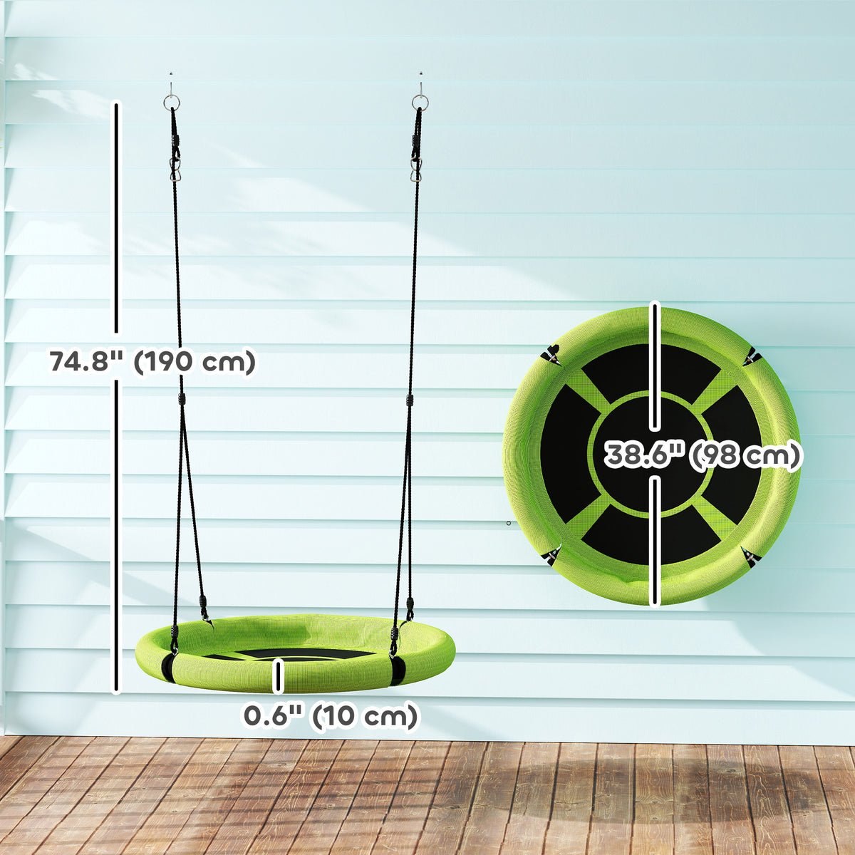 100cm Diameter Nest Seat for Kids with Height Adjustable Hanging Ropes for Outdoor, Playground, Garden-Toys & Games > Kids Outdoor Play > Gym Sets & Swings-DECOROLALA