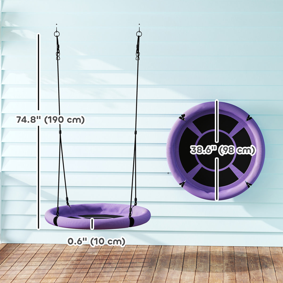 100cm Diameter Nest Seat for Kids with Height Adjustable Hanging Ropes for Outdoor, Playground, Garden-Toys & Games > Kids Outdoor Play > Gym Sets & Swings-DECOROLALA