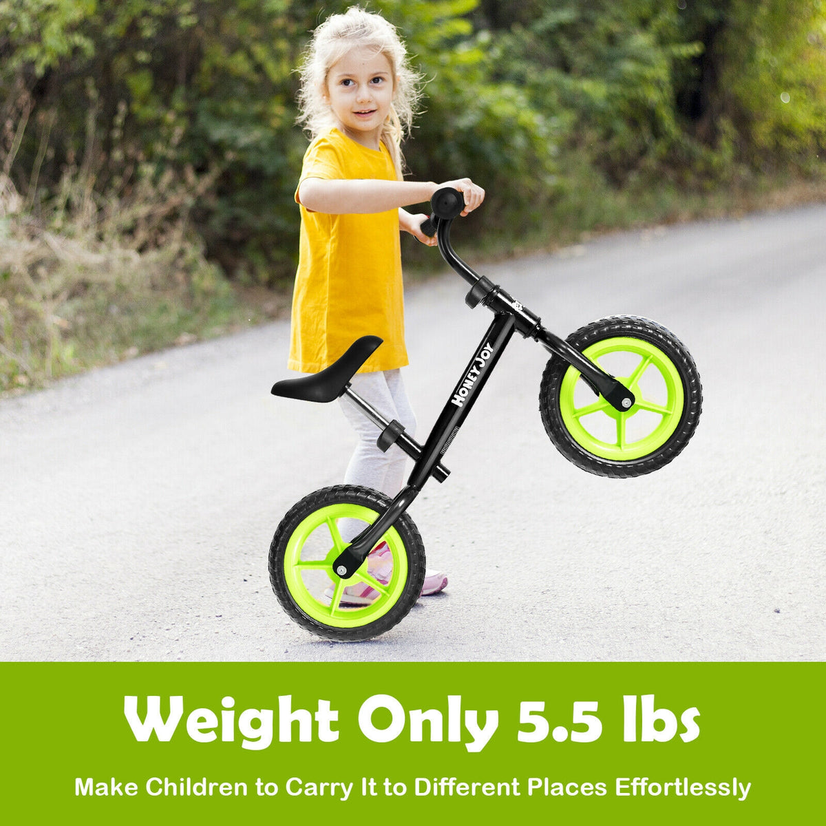 Kids No Pedal Balance Bike with Adjustable Handlebar and Seat