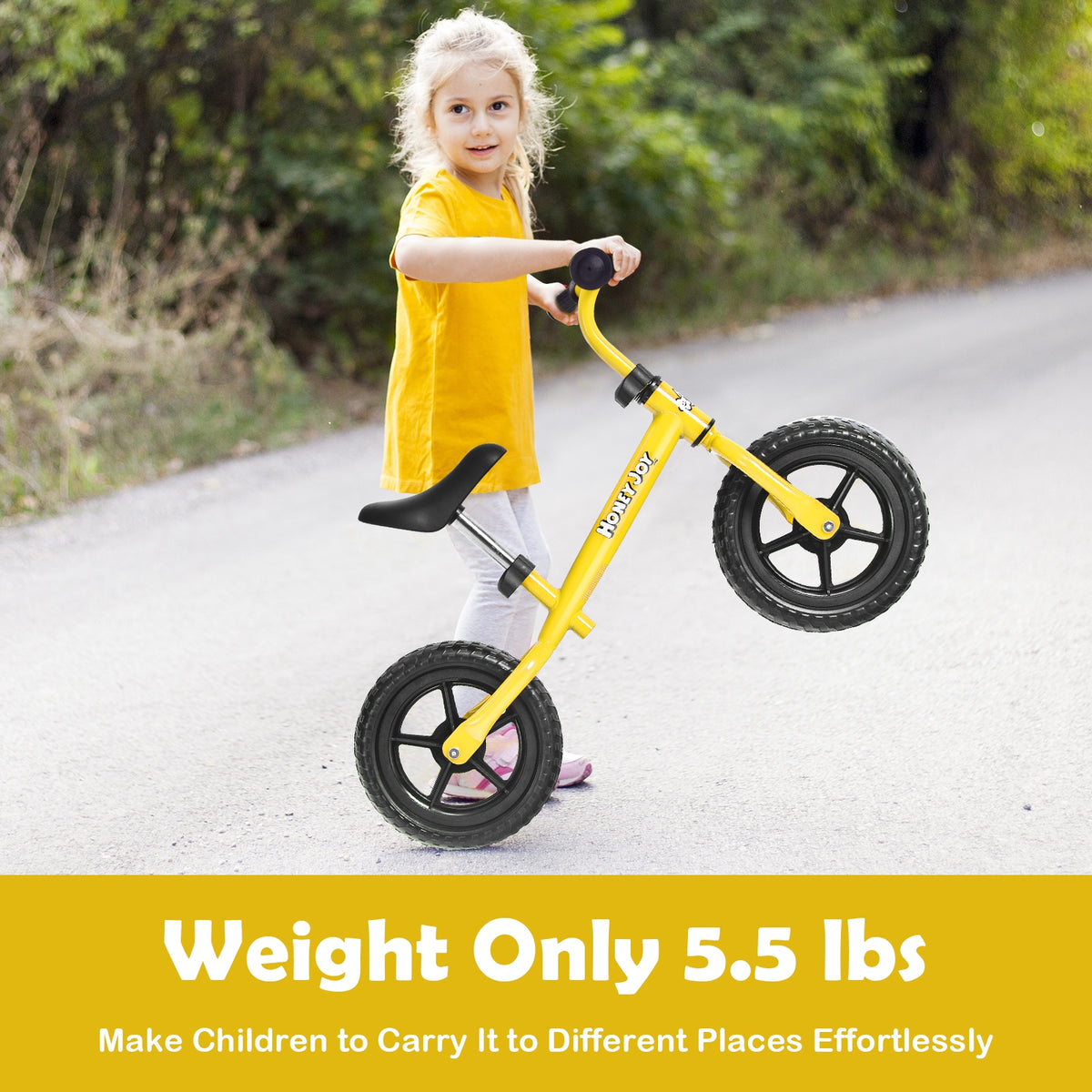 Kids No Pedal Balance Bike with Adjustable Handlebar and Seat