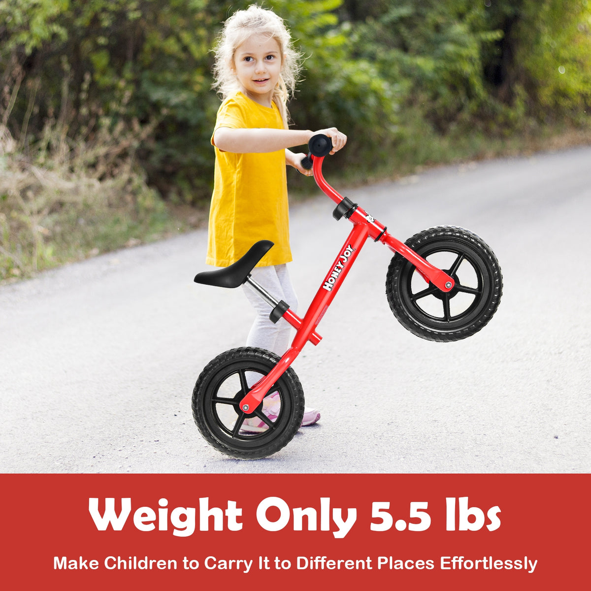 Kids No Pedal Balance Bike with Adjustable Handlebar and Seat