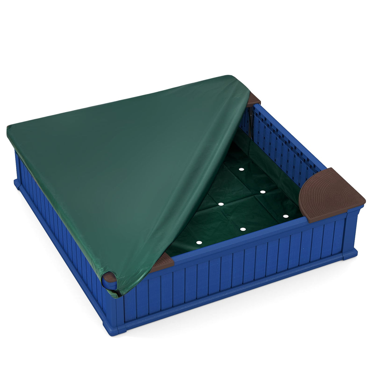 Kids Outdoor Sandbox with Oxford Cover and 4 Corner Seats
