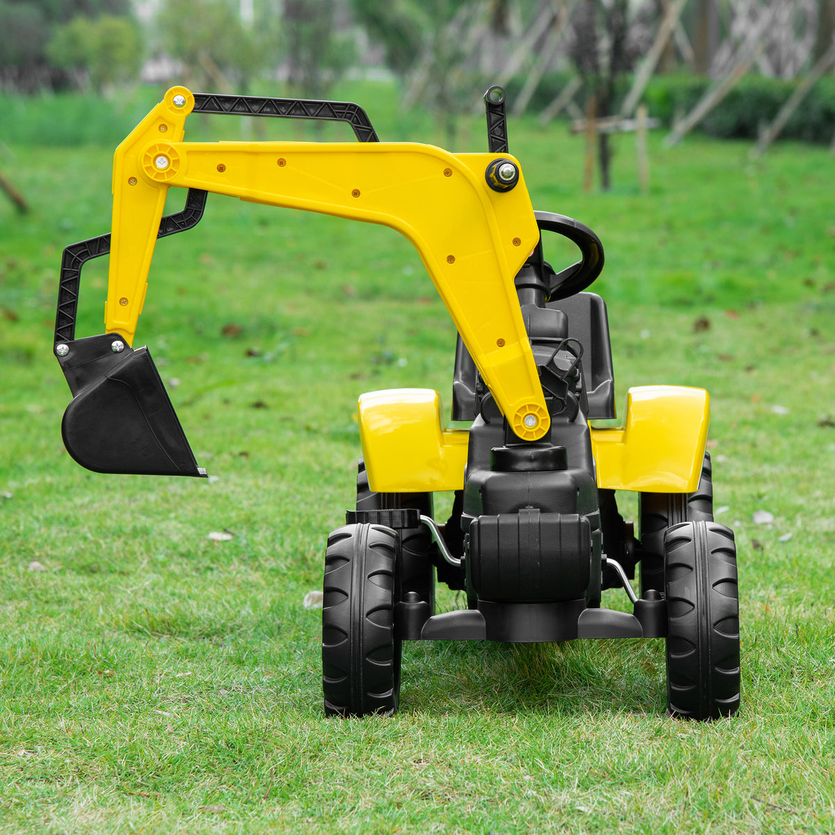 Ride on Tractor for Kids, Pedal Excavator Ride on Toy with Controllable Front Bucket for 3 Years Old, Yellow-Toys & Games > Baby & Toddler Toys > Riding & Rocking Toys > Toy Excavators-DECOROLALA