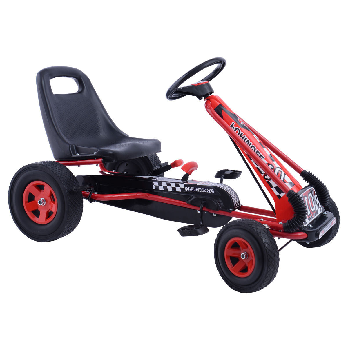 Kids Pedal Go-Kart - 4-Wheel Ride-On Toy with Adjustable Seat-Push & Pedal Ride On Toys-DECOROLALA