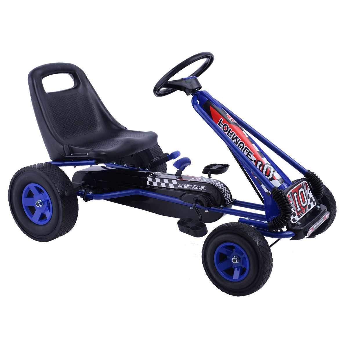 Kids Pedal Go-Kart - 4-Wheel Ride-On Toy with Adjustable Seat-Push & Pedal Ride On Toys-DECOROLALA