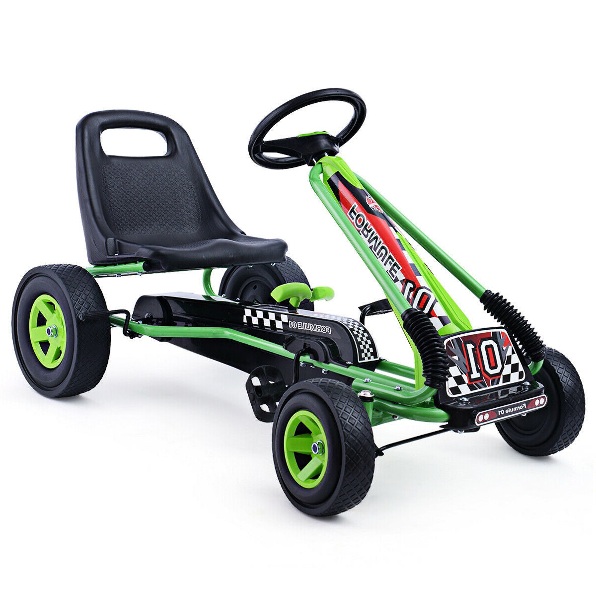 Kids Pedal Go-Kart - 4-Wheel Ride-On Toy with Adjustable Seat-Push & Pedal Ride On Toys-DECOROLALA