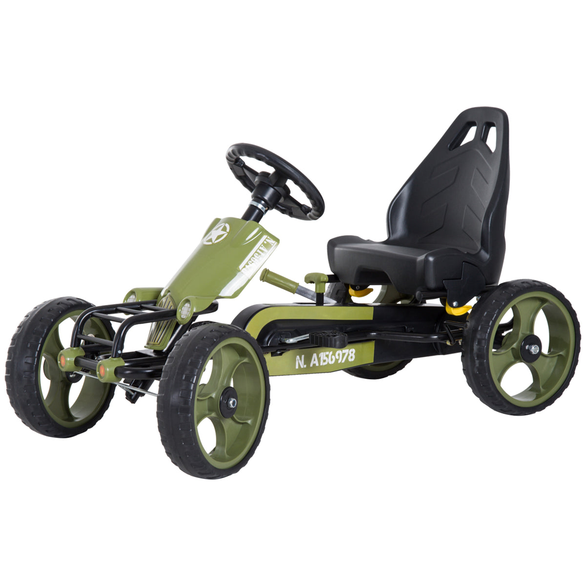 Pedal Go Kart with Adjustable Seat, EVA Tyres, Safety Handbrake, for Ages 3-6 Years Old, Green-Toys & Games > Baby & Toddler Toys > Riding & Rocking Toys > Pedal Go Karts for Kids-DECOROLALA