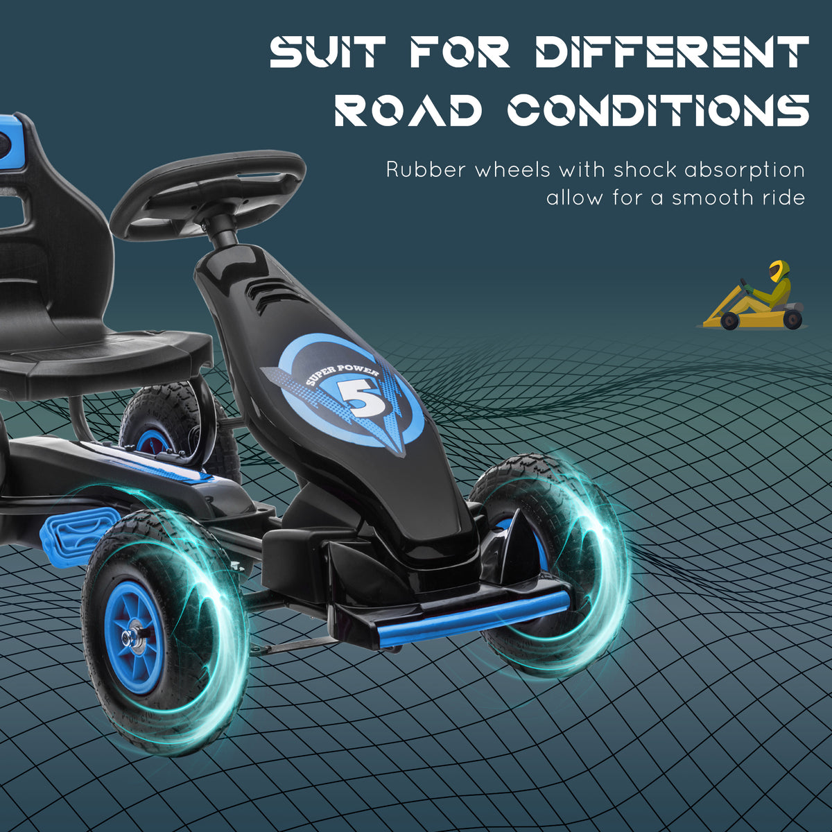 Kids Pedal Go Kart, Ride On Toys for Boys Girls with Ergonomic Adjustable Seat, Rubber Wheels Shock Absorb, Safety Hand Brake, Ages 5-12 Years Old-Toys & Games > Baby & Toddler Toys > Riding & Rocking Toys > Pedal Go Karts for Kids-DECOROLALA