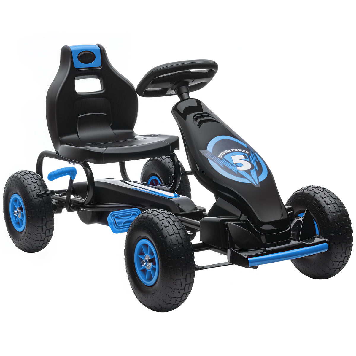 Kids Pedal Go Kart, Ride On Toys for Boys Girls with Ergonomic Adjustable Seat, Rubber Wheels Shock Absorb, Safety Hand Brake, Ages 5-12 Years Old-Toys & Games > Baby & Toddler Toys > Riding & Rocking Toys > Pedal Go Karts for Kids-DECOROLALA