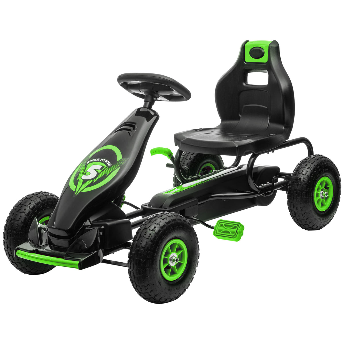Kids Pedal Go Kart, Ride On Toys for Boys Girls with Ergonomic Adjustable Seat, Rubber Wheels Shock Absorb, Safety Hand Brake, Ages 5-12 Years Old-Toys & Games > Baby & Toddler Toys > Riding & Rocking Toys > Pedal Go Karts for Kids-DECOROLALA
