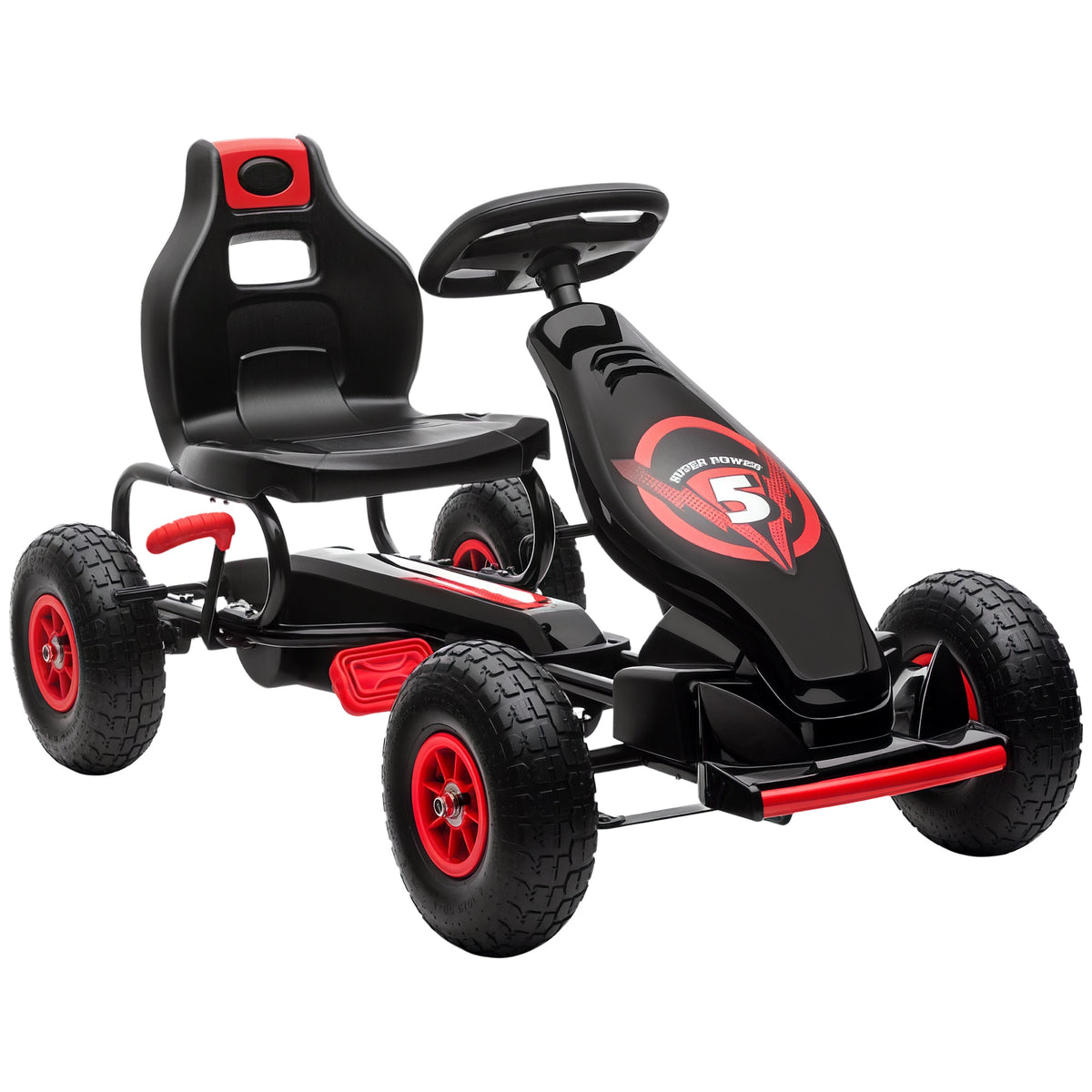 Kids Pedal Go Kart, Ride On Toys for Boys Girls with Ergonomic Adjustable Seat, Rubber Wheels Shock Absorb, Safety Hand Brake, Ages 5-12 Years Old-Toys & Games > Baby & Toddler Toys > Riding & Rocking Toys > Pedal Go Karts for Kids-DECOROLALA