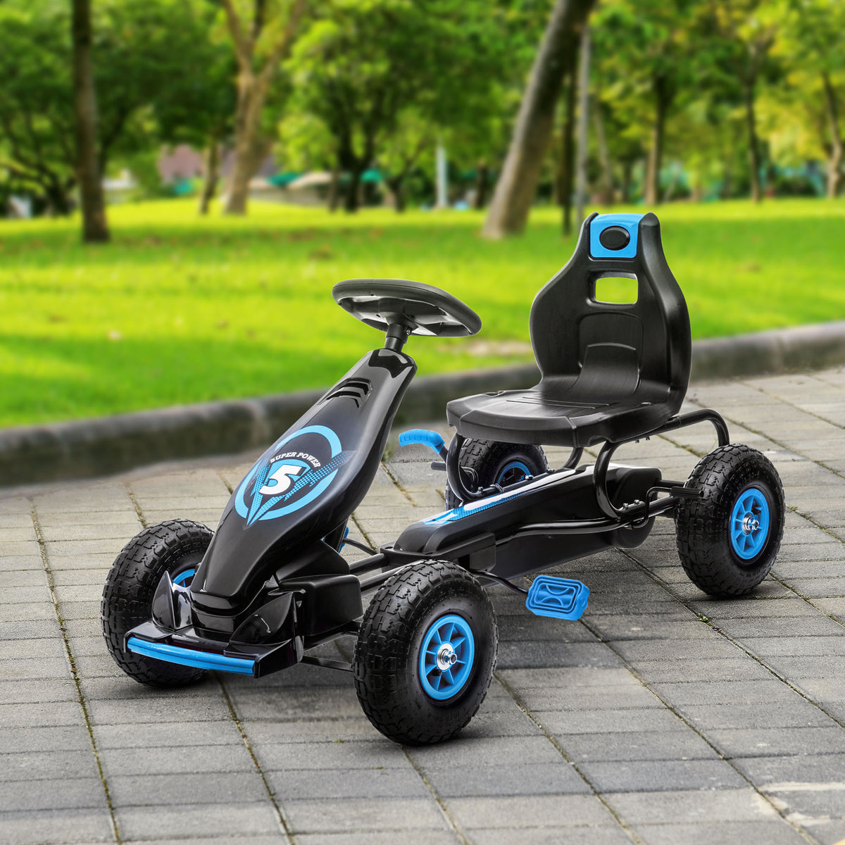 Kids Pedal Go Kart, Ride On Toys for Boys Girls with Ergonomic Adjustable Seat, Rubber Wheels Shock Absorb, Safety Hand Brake, Ages 5-12 Years Old-Toys & Games > Baby & Toddler Toys > Riding & Rocking Toys > Pedal Go Karts for Kids-DECOROLALA